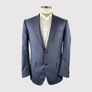 Paul Betenly Men Blazer Navy Blue Thomas Plaid Wool Tailored Fit Suit Jacket 40R